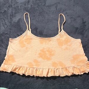 American Eagle women’s medium crop top adjustable spaghetti strap lettuce ruffle